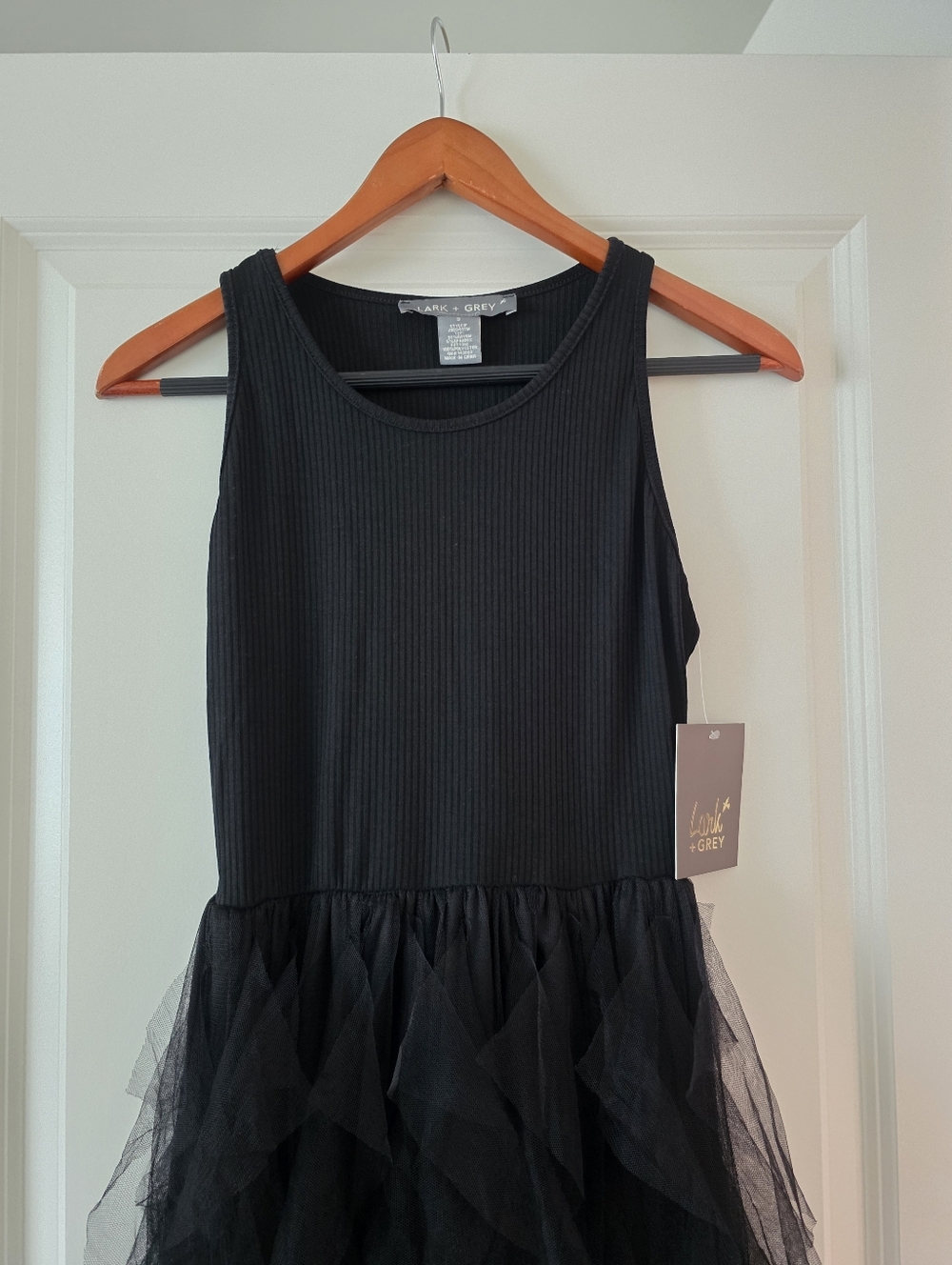 Gothic Chic Tiered Tool Ruffle Maxi Dress Womens S Lark + Grey Black NWT Whimsy - Picture 6 of 6